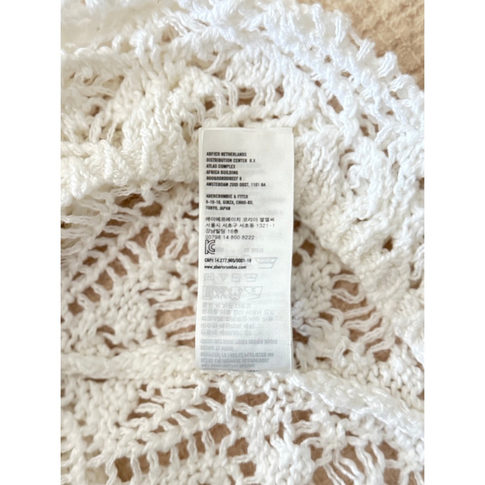Vintage Abercrombie & Fitch White Crochet Knit Tank Top Y2K Boho 2000s 150122130 - Picture 7 of 8